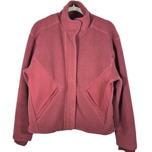 CUTS Womens Sherpa Fleece Full Zip Jacket Rosewood Red Size Medium